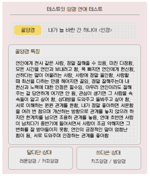 테스트잇 양갱 연애 테스트 링크와 MBTI