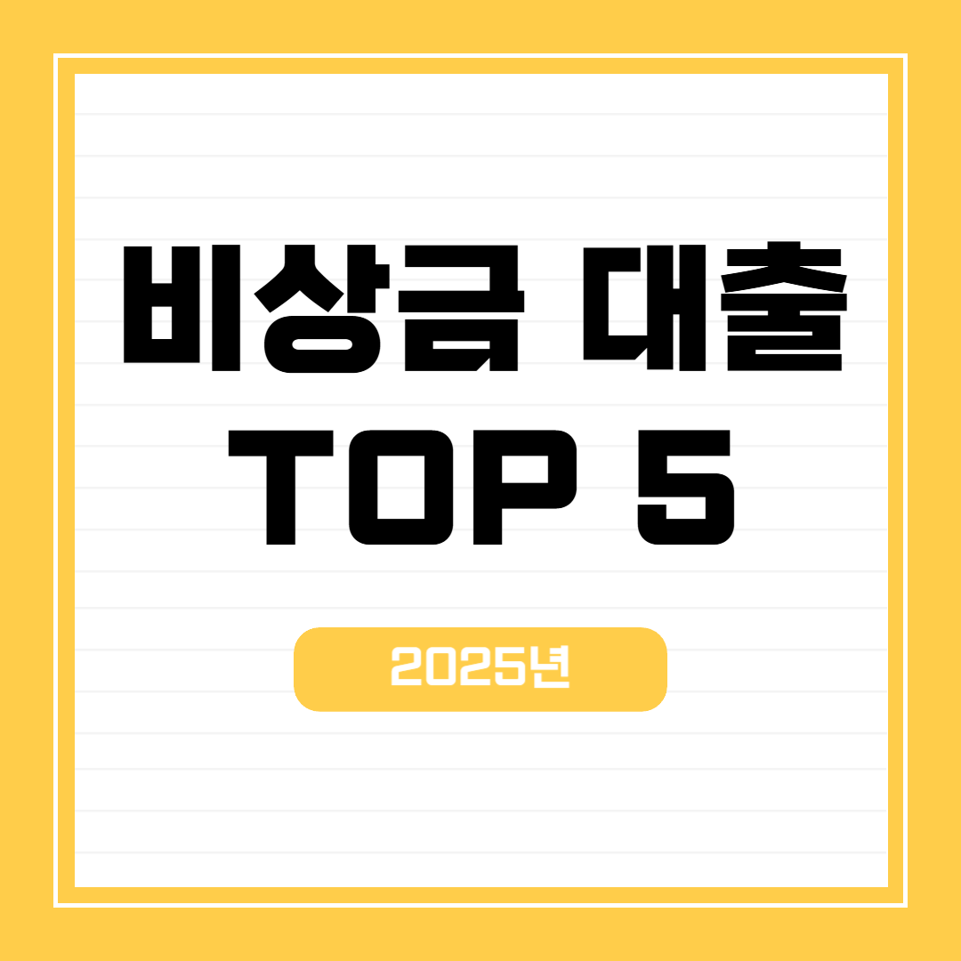 비상금대출 종류 이자 추천 TOP5(2025년)
